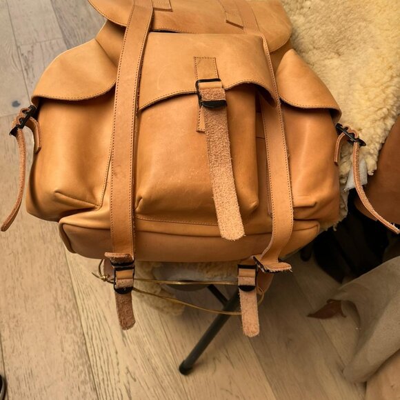 Large leather backpack, handmade, 100% leather.